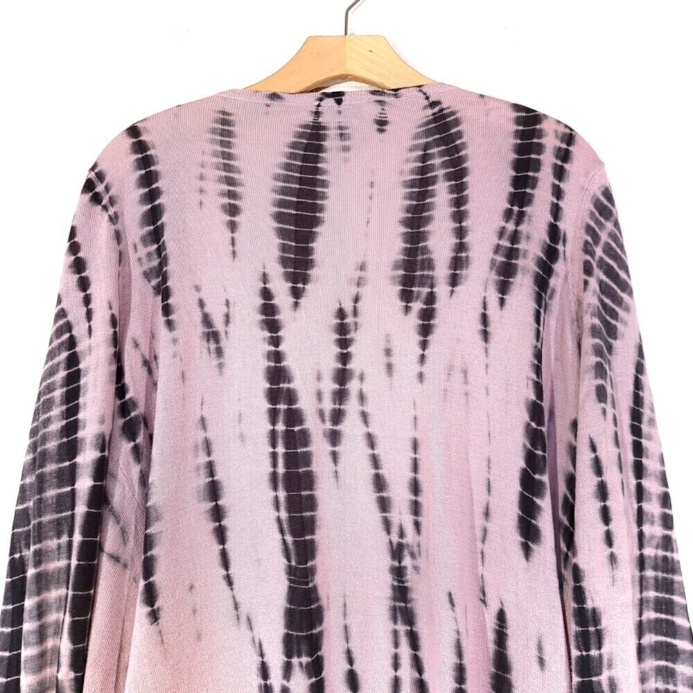 SOFT SURROUNDINGS Waterfall Open Front Hi-Low Cardigan Sweater in Pink Tie Dye - Picture 7 of 8